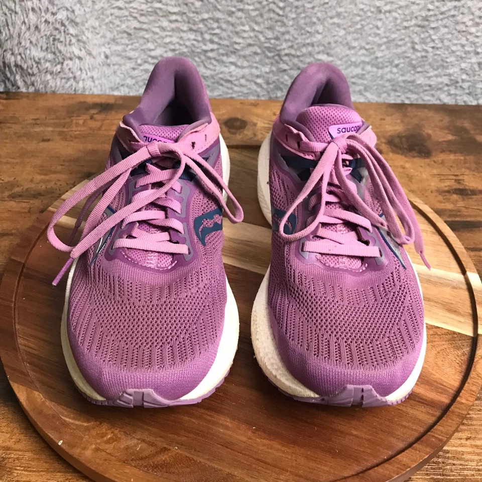 Saucony Triumph 21 运动鞋女式 8 紫色针织跑步健身鞋 10881-32 — 第 4/4 张图片