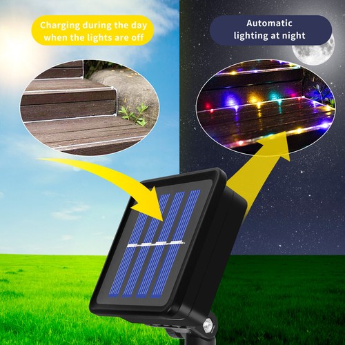 12M 100 LED Solar Seil Röhre Schnur Fee Lichter Streifen Wasserdicht Outdoor Garten - Bild 9 von 19