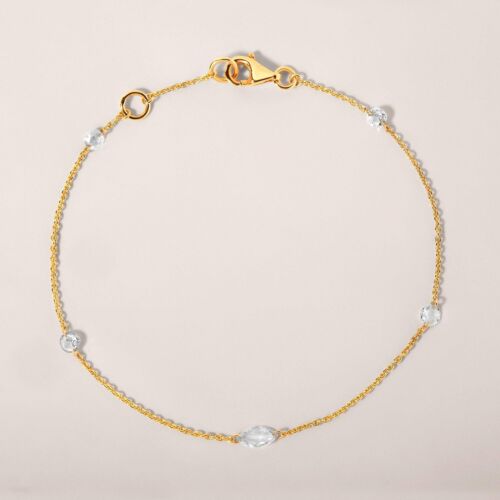 Certified 14K Gold 0.4ct Natural Diamond Rose Cut Multi By Yard Chain Bracelet