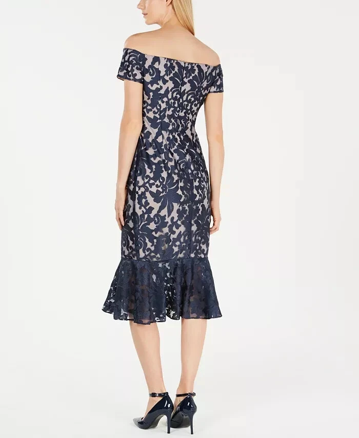 Calvin klein floral top embroidered trumpet midi dress