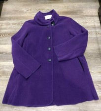 Janska Coat Womens Xl Purple Fleece Big Buttons Preppy Side Pockets