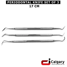 Set of 3 Dental Instruments: Periodontal Orban Knives for Gingivectomy Tissue
