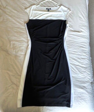Womens Chaps Black & Cream Color Block Sleeveless Dress Size Large 
