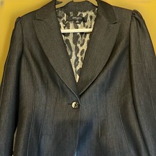 Nine West Sophisticated Minimalistic Classy Career Dark Gray Acetate Blazer Sz 6