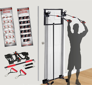 Body by Jake Tower 200 Door Gym with Chart Guide DVD Bonus Straight Bar ...