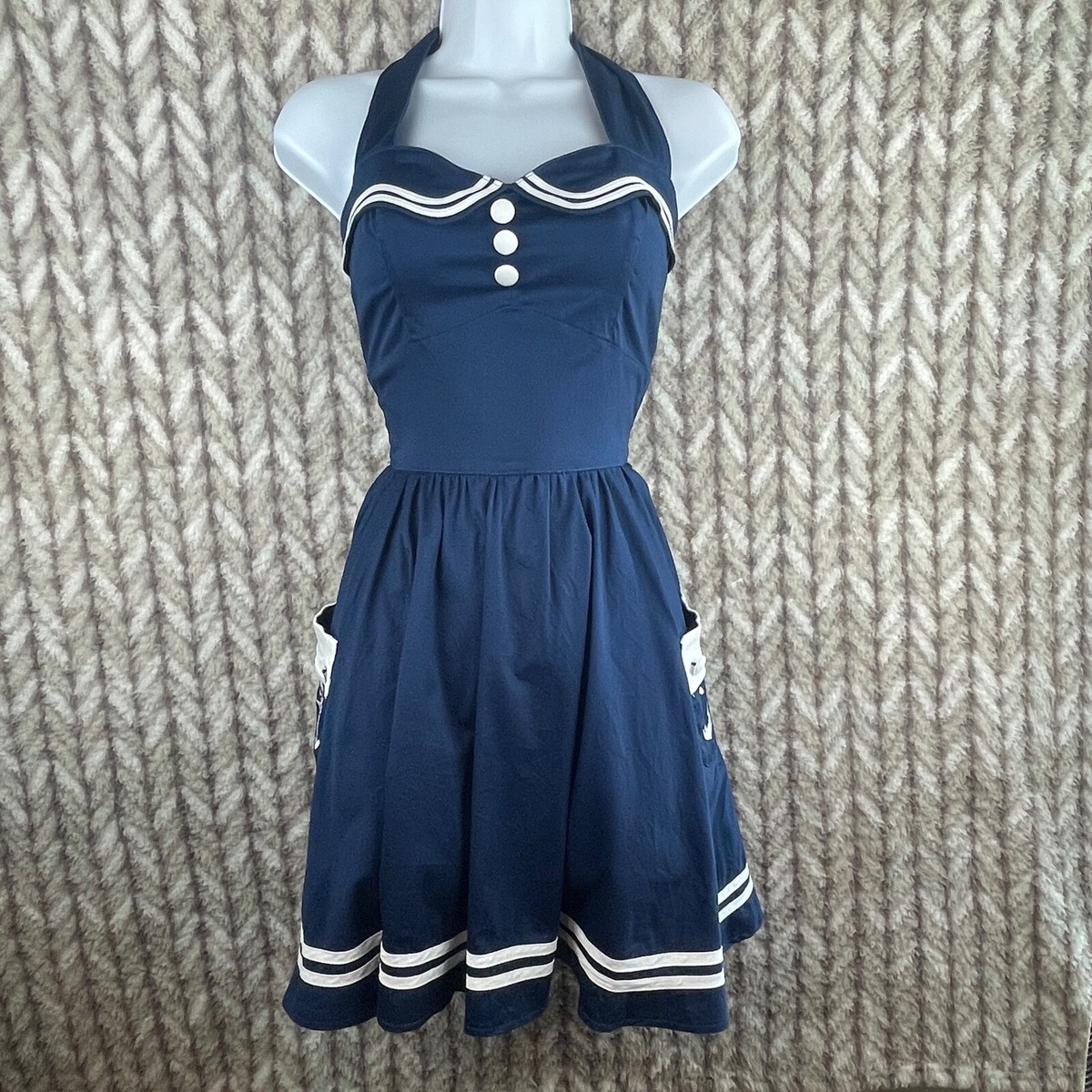 womens medium navy Hell Bunny Vixen Motley mini pinup sailor