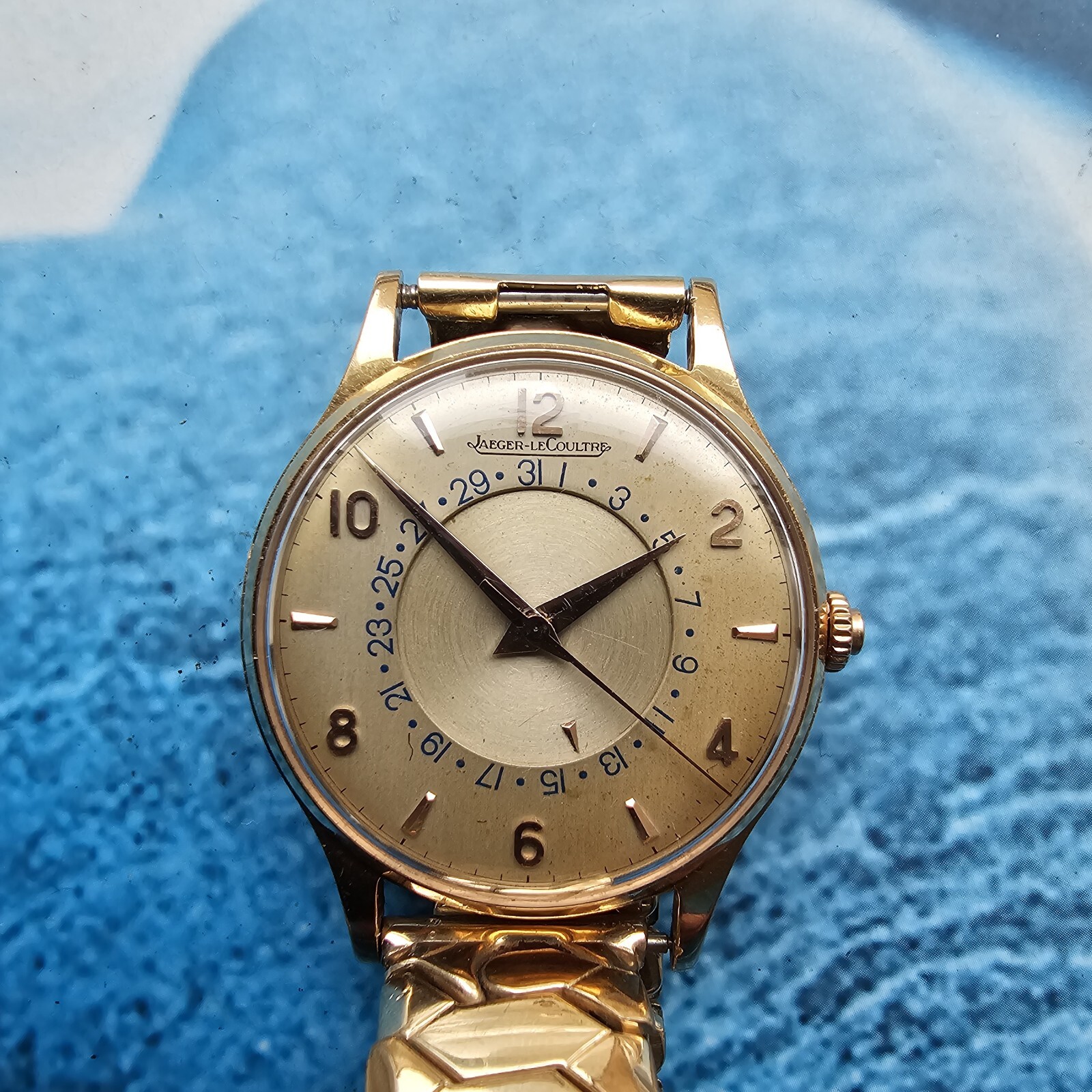 Vintage 18ct Solid Gold Jaeger LeCoultre Single Push Calendar Men's Watch 18k image 6