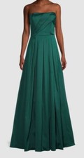 595 Aidan BY Aidan Mattox Women's Green Pleated Strapless Gown Dress Size 12