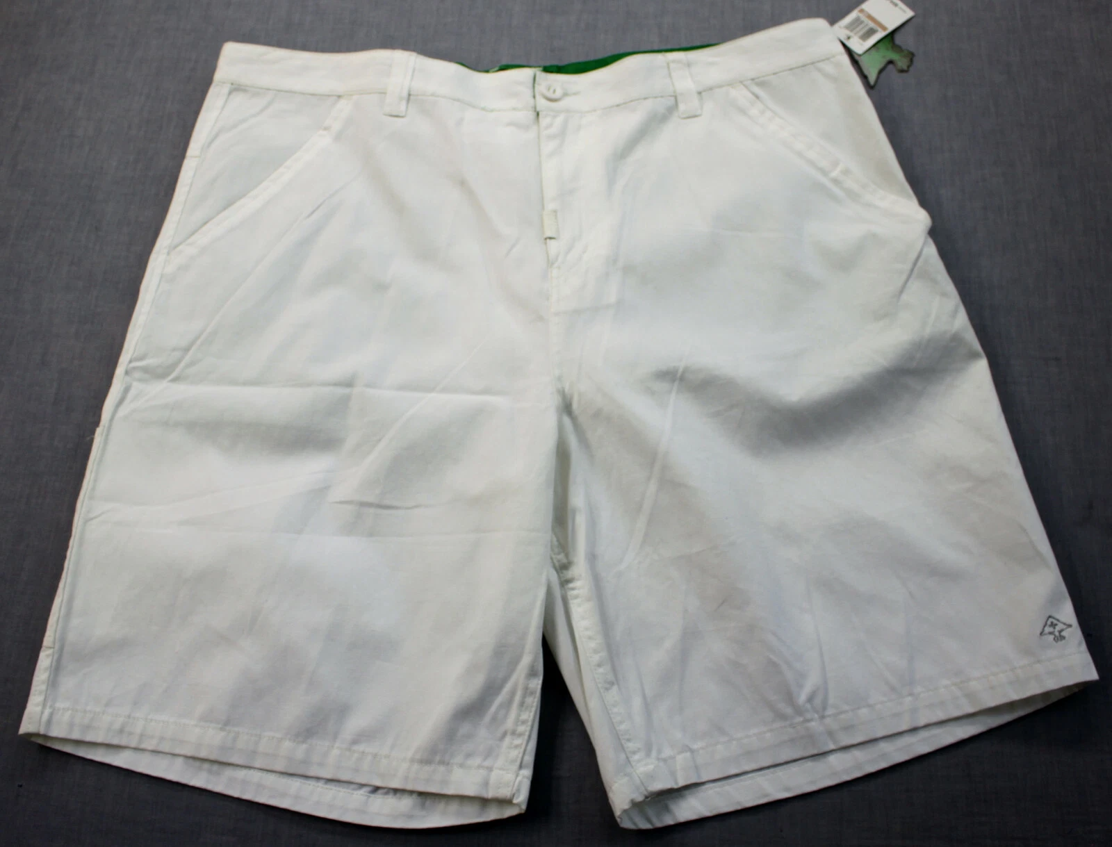 LRG Geans Dual Logo Mens White 100% Cotton Straight Fit Chino Shorts NWT 42