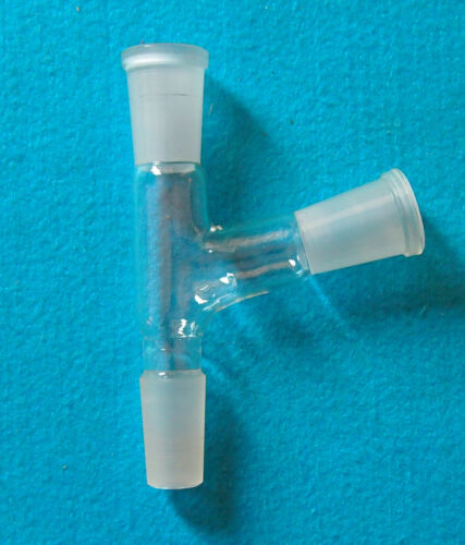24/40,3-Way Glass Adapter,105 Bent,Distillation Head,Laboratory Glassware - Afbeelding 1 van 4