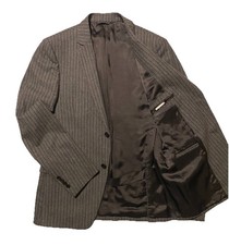 John Varvatos Striped Gray Men Blazer Jacket V.Wool Cashmere EU48R/US38R Italy