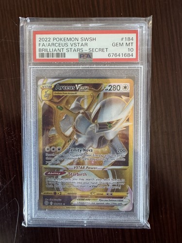 Pokémon SWSH Brilliant Stars Arceus VStar Gold 184/172 PSA 10