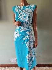 Long Tall Sally 14 Flattering Ruched Occasion Midi Dress Turquoise Purple Label