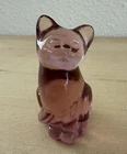 Fenton Glass Rose Pink Cat Miniature Figurine USA