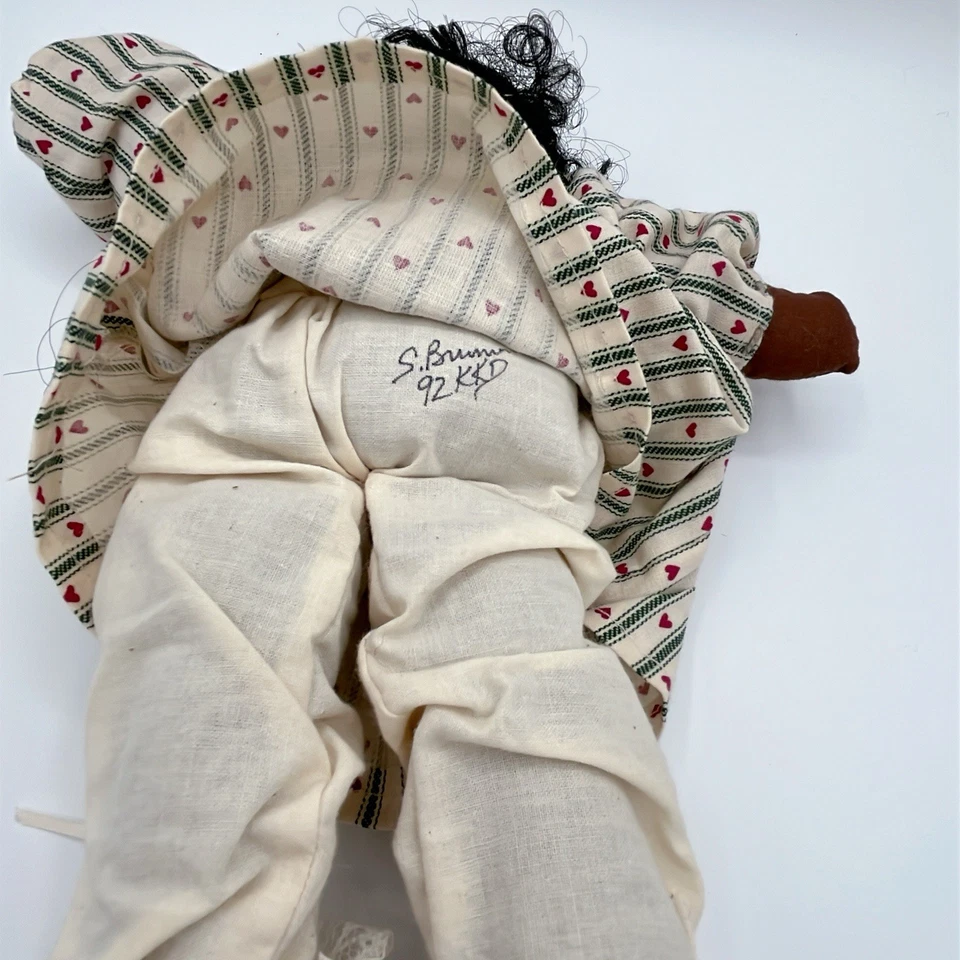 非裔美国人复古 Rag 娃娃 手工制作 女孩 填充 乡村装饰 农舍 — 第 4/4 张图片