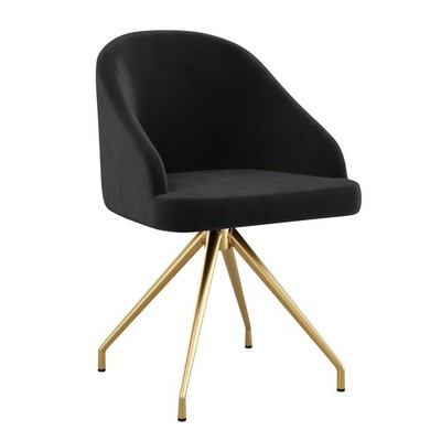 Sora Stationary Swivel Task Chair with Sloped Arms for Home Office in Black V...