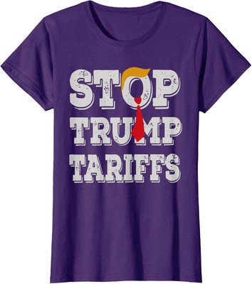 Stop Trump Tariffs Anti Trump Protest Support America Ladies' Crewneck T-Shirt