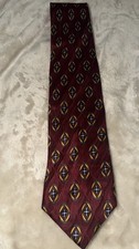 JZ Richards Dark Red Medallions Multicolor Tie XL All Silk Hand Made In USA