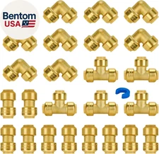 Plumbing Fittings 1/2 Inch, Push Pex Fittings 1/2", 10 Each Coupling and 90 Degr