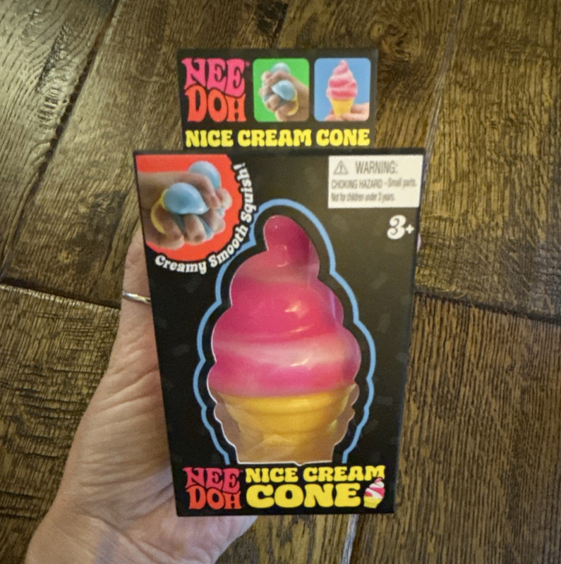 Schylling Nee Doh Nice Cream Cone Squeeze Toy Soft Pink Yellow 