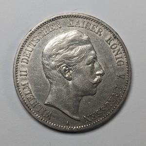 1908 A Prussian Germany Silver .900 Fine 5 Marks