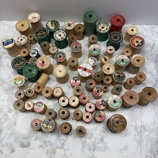 Lot of 75 Vintage Wood Sewing Thread Empty Spools Various Brands Sizes Crafts