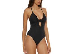 BECCA� Colette Crochet Flower Plunge One Piece Swimsuit MSRP $158
