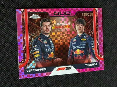 2025 Topps Chrome F1 #164 Max Verstappen Yuki Tsunoda Duo Pink Checker #149/250