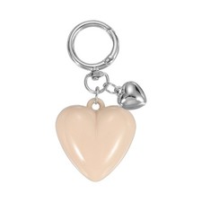 Resin Cute Heart Keychain for Women for Handbag, Light Khaki