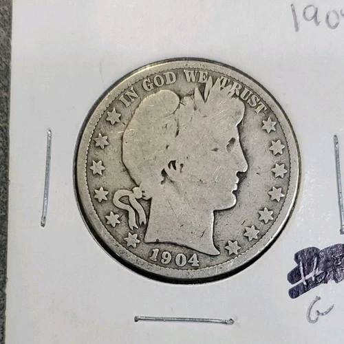 1904 Barber Half Dollar 50C Silver Circulated US Coin 0.9 Fine Silver #302