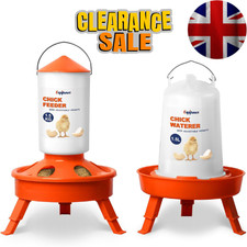 Chick Feeder and Waterer Kit, Top Fill 1.5kg and 1.5L Chick Waterer with 3 Adju
