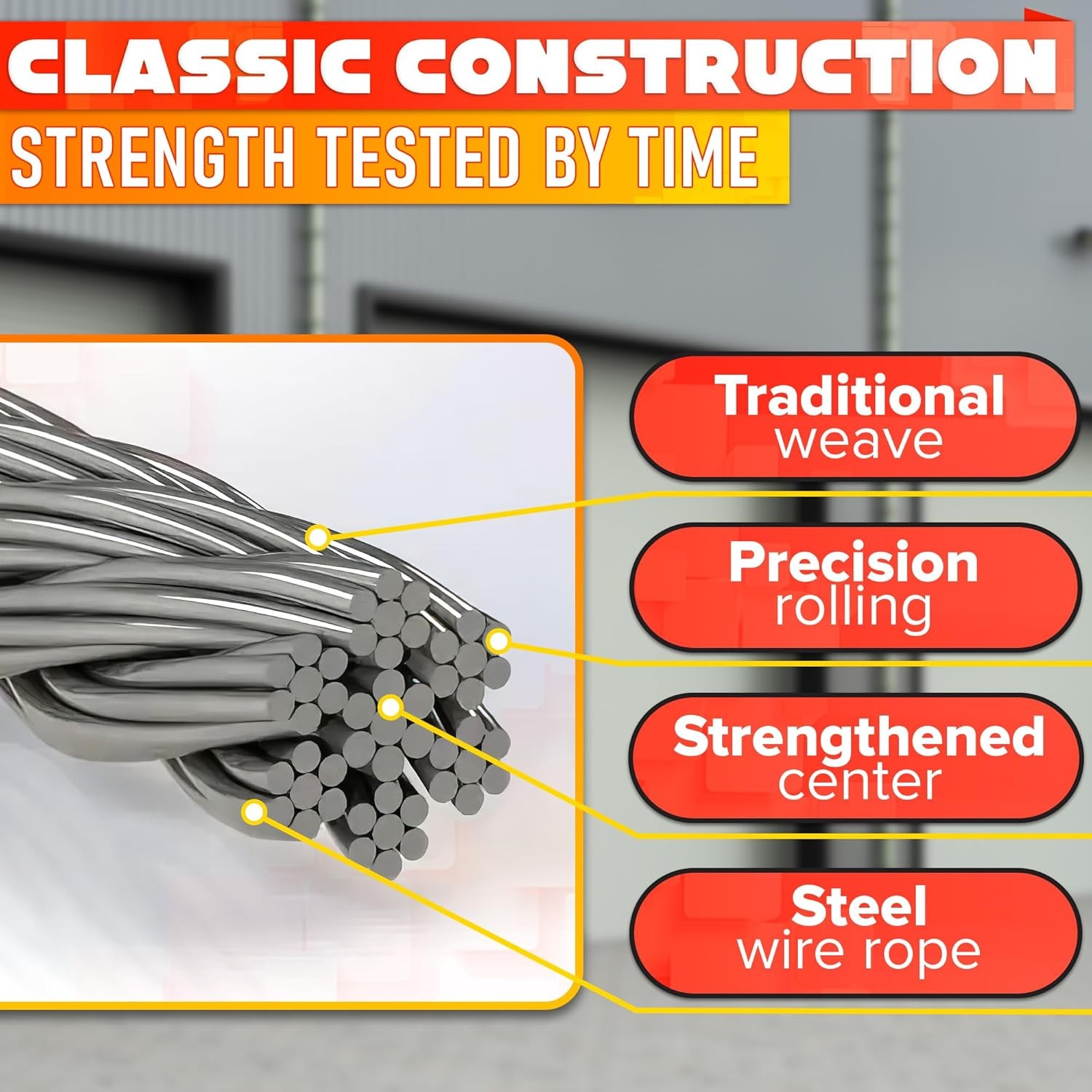 Garage Door Cables for 7 ft – 8 6 inch Long, For 7 Door, Steel 