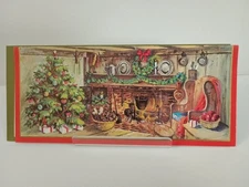 Vintage 1960s-70s Christmas Card Colonial Kitchen Fireplace Christmas Originals 