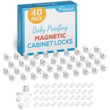 Vmaisi Adhesive Magnetic Locks for Cabinets Drawers 40 Locks and 4 Keys