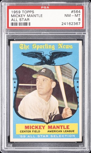 1959 TOPPS ALL STAR #564 MICKEY MANTLE PSA 8