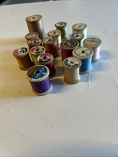 antique/vintage wood wooden thread spools Lot of 16 Box 7o