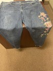 Lane Bryant Embroidered Skinny Distressed Boyfriend Jeans Size 26W Boho Raw Edge — photo 1