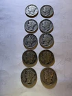Mercury Dime Lot of 10- 90% Silver - 1940’s