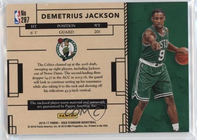 2016 Gold Standard Jersey Triple Prime AU /25 Demetrius Jackson Rookie Auto RC - Image 2 of 2
