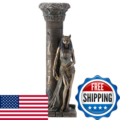 Veronese Design Veronese Resin Statues Egyptian Goddess Bastet Leaning On