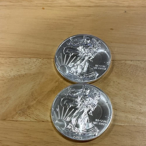 U.S. Mint American Silver Eagle 2014 1 oz Coins Lot of 2 .999 Fine Silver