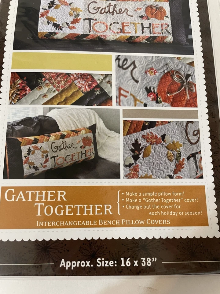 Kimberbell Gather Together Bench Pillow Cover Autumn Fall Quilt Sewing Pattern - Image 3 of 4