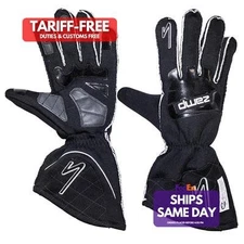 Zamp ZAMRG10003L SFI 3.3/5 Black Fire Retardant Fabric Driving Gloves Pair L 