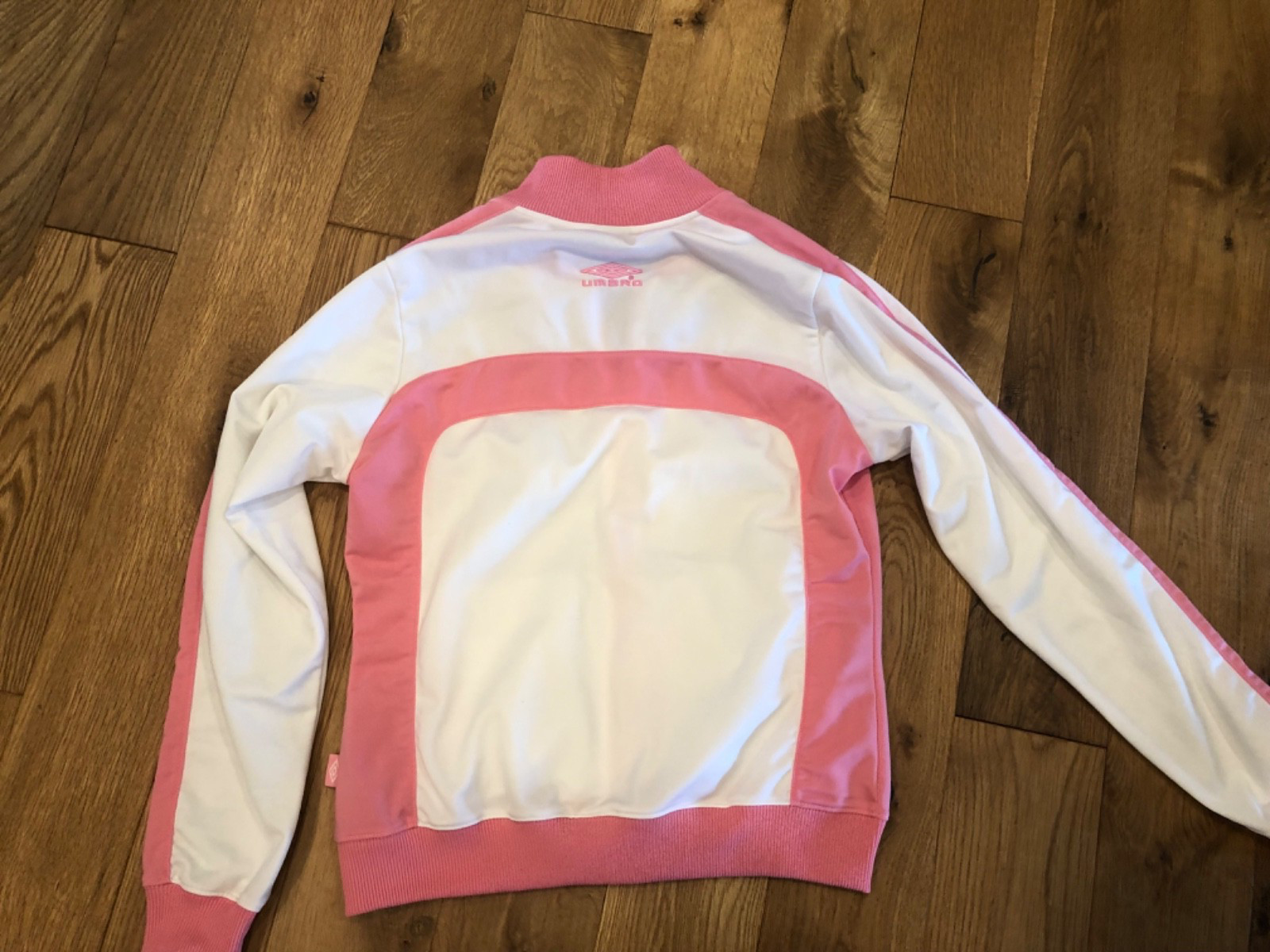 Throwback UMBRO pink/white polyester track suit j… - image 5