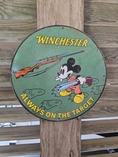INSEGNA PORCELLANA VINTAGE WINCHESTER FUCILI E FUCILI 12"