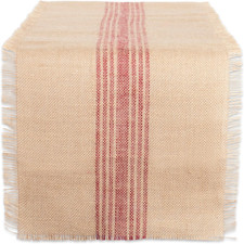 Jute Burlap Collection Kitchen Tabletop, Table Runner, 14X72, Middle Stripe Barn