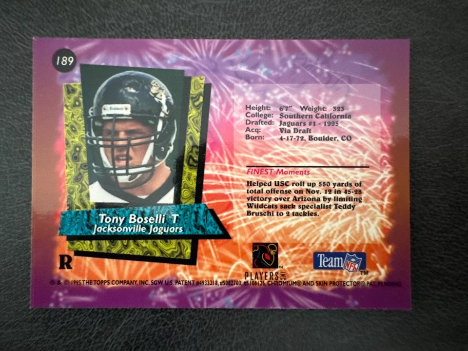 TONY BOSELLI 1995 FINEST RC REFRACTOR #189 - Image 2 of 4
