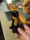 Fenton Black Labrador Lab Dog w/ Scarf & Hat Figurine Glass Hand Painted 4"