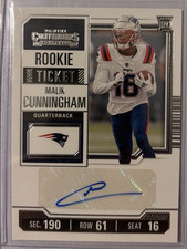 2023 Panini Contenders Malik Cunningham Rookie Ticket Auto #143 Patriots
