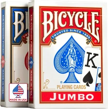 Jumbo Index Playing Cards , 2 Pack Large Print Poker Size Deck of Cards for Easy